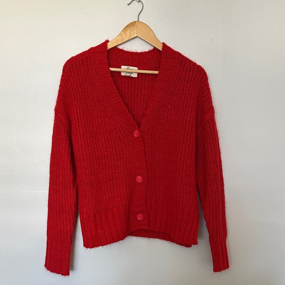 Cozy Red Women's Cardigan